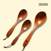 Soup spoon Sandman imported wooden long handle large porridge spoon Porridge spoon Kitchenware cookware household wooden spoon