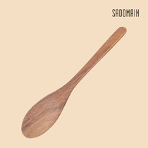 Taiwan Sendman acacia wood mixed spoon long handle cooking spoon supplementary food wooden milk pot stir fried soup spoon Japanese style