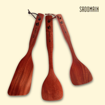 Taiwan Sandman oblique mouth log shovel Household spatula Non-stick special high temperature resistant wooden long handle wooden shovel