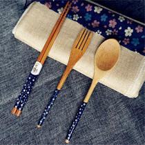 Taiwan Sendman bamboo chopsticks Meng Zongzhu small white flower chopsticks set imported Japanese wooden chopsticks spoon set