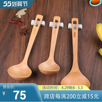 Taiwan Senderman Mountain Mao Beech soup spoon Home Kitchen Not Bronzed without injury pan Big soup spoon Long handle Porridge Spoon Wood Spoon