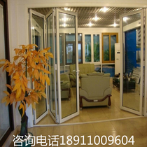 Folding door Aluminum alloy tempered glass soundproof seal indoor door Shop garage balcony partition Kitchen sliding door