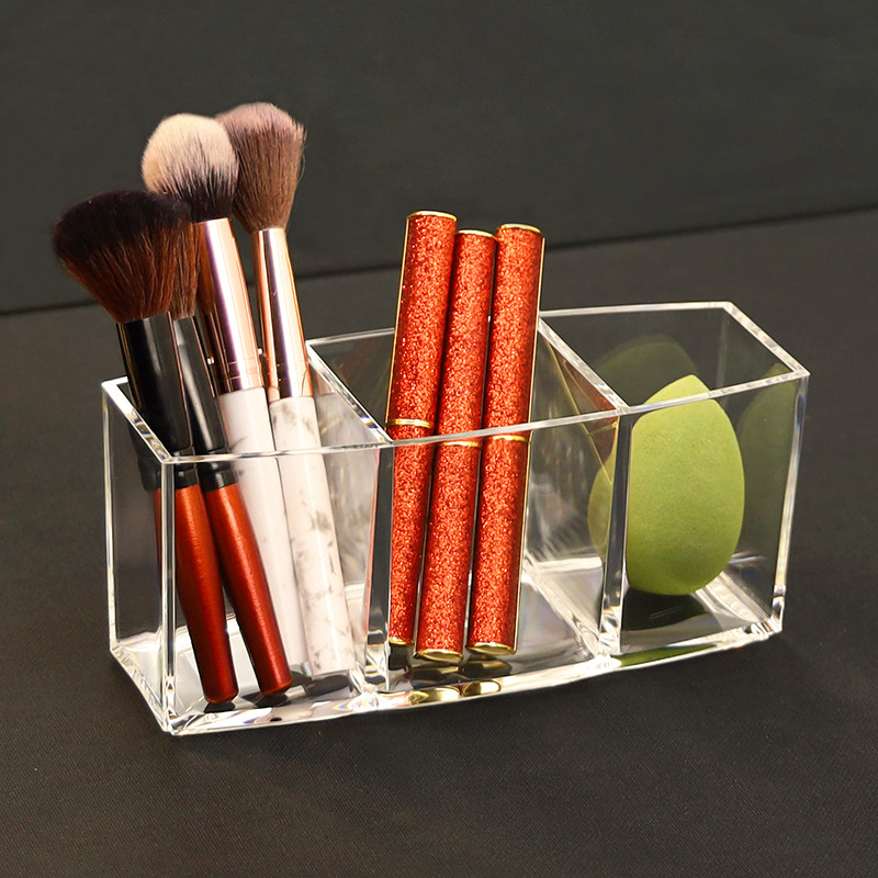 Transparent acrylic makeup brush tube beauty tool storage box Eyebrow pencil comb toothpaste large grid display