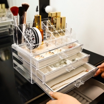 Cosmetic finishing box lipstick rack jewelry ring watch storage box transparent dustproof layered with drawer