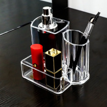 Stationery storage box multifunctional pen holder business card box integrated multi-grid makeup brush transparent conjoined body