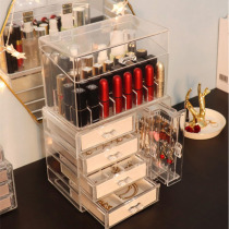 New product transparent dustproof earrings storage box flip cosmetics combination display table thick hanging jewelry necklace