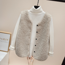Lamb wool plush vest jacket womens autumn fur one body waistcoat autumn winter Joker jacket
