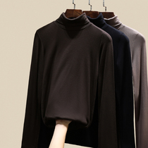 High collar plus velvet base shirt female autumn winter foreign style interior long sleeve polished T-shirt thick warm 2020 new coat
