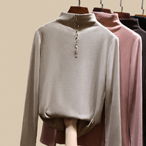 Semi-high collar abrasive plus velvet thickened base shirt Women in autumn and winter with foreign Style 2020 new long sleeve hot coat