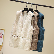 Leather wool one lamb wool plush Vest Women autumn and winter wear 2020 new Korean version of loose waistless coat
