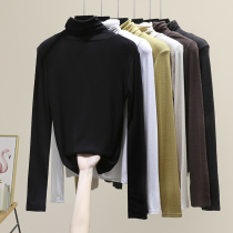 Modal base shirt women with half high collar autumn and winter New long sleeve T-shirt spring and autumn wild slim black top