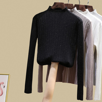 Semi-high neck knitted base shirt Womens sweater thickened autumn and winter wear 2020 new wild slim long sleeve top