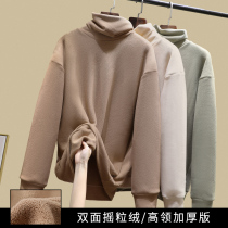 High collar fleece base shirt female autumn and winter foreign style inside double-sided particle velvet plus velvet padded 2020 new top