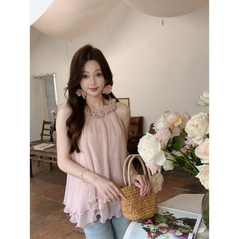 Anli ສາມມິຕິລະດັບ floral fairy style halter ຄໍ off-shoulder