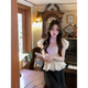 ເສື້ອ chiffon ແບບ Palace ກັບ lace hem
