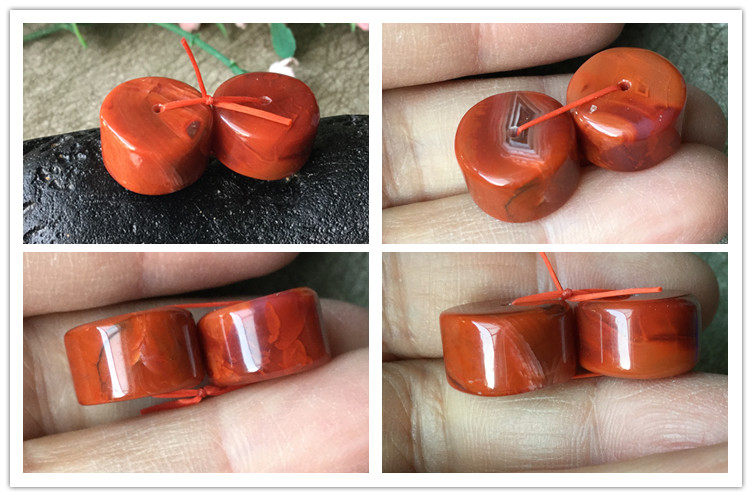 DIY аксессуары 四川九口料南红玛瑙柿子红火焰纹算盘珠隔珠车轮珠diy配件