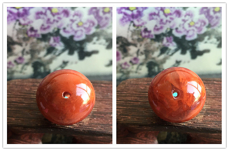 DIY аксессуары 天然川料南红玛瑙柿子红19mm 大圆珠 火焰纹配珠散珠diy