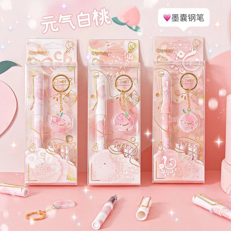 Meta-Qi White Peach Pen Gift Box Ink Sack can replace the special gift gift-giving gift for the small fairy student of the child girl