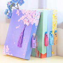  Color page password lock notebook stationery inner page color diary with lock boxed hand account book good-looking literary and creative thickened notepad for middle school and college students retro Chinese style hand account