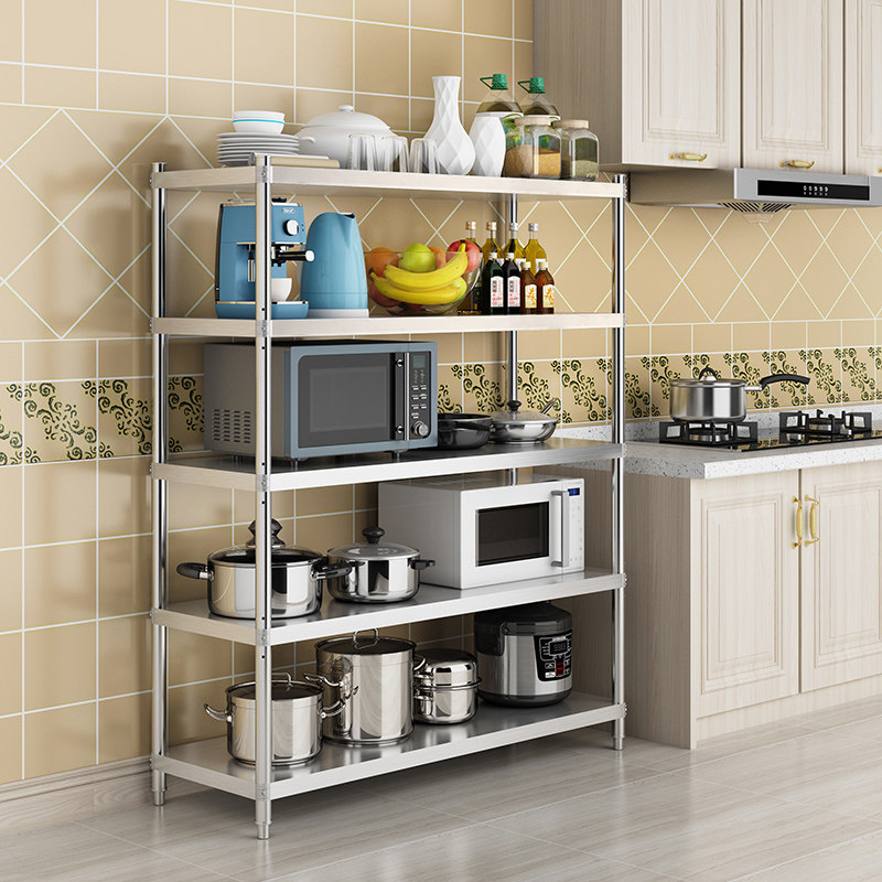 Kitchen rack floor multi-layer household multi-functional stainless steel shelf 5-layer microwave oven 4 storage rack