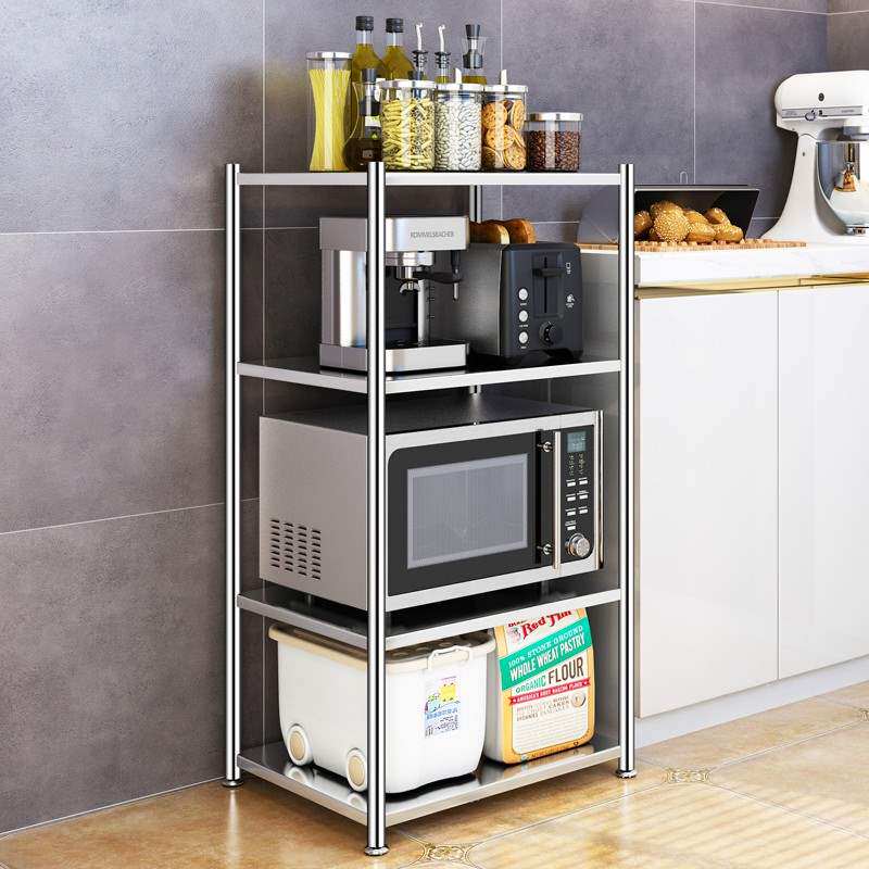 Adjacent to the United States kitchen shelf microwave oven rack floor stainless steel pot rack storage rack oven rack four long