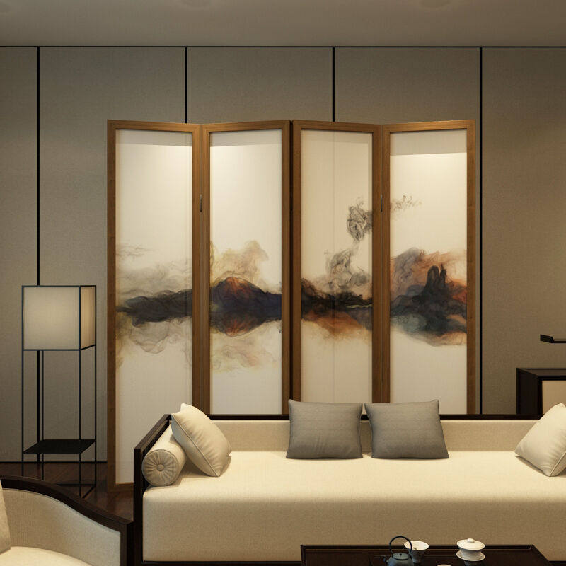 Fuwini new Chinese screen partition living room office bedroom solid wood folding screen foldable movable custom abstract
