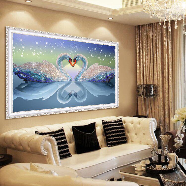 5d stickers non-full diamond embroidery diamond painting stickers diamond cross stitch full point drilling sticky drilling living room bedroom swan wedding festive