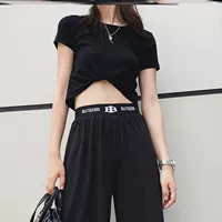 Танцующие тонкие летние штаны, спортивная одежда, в корейском стиле, по фигуре, высокая талия, свободный прямой крой