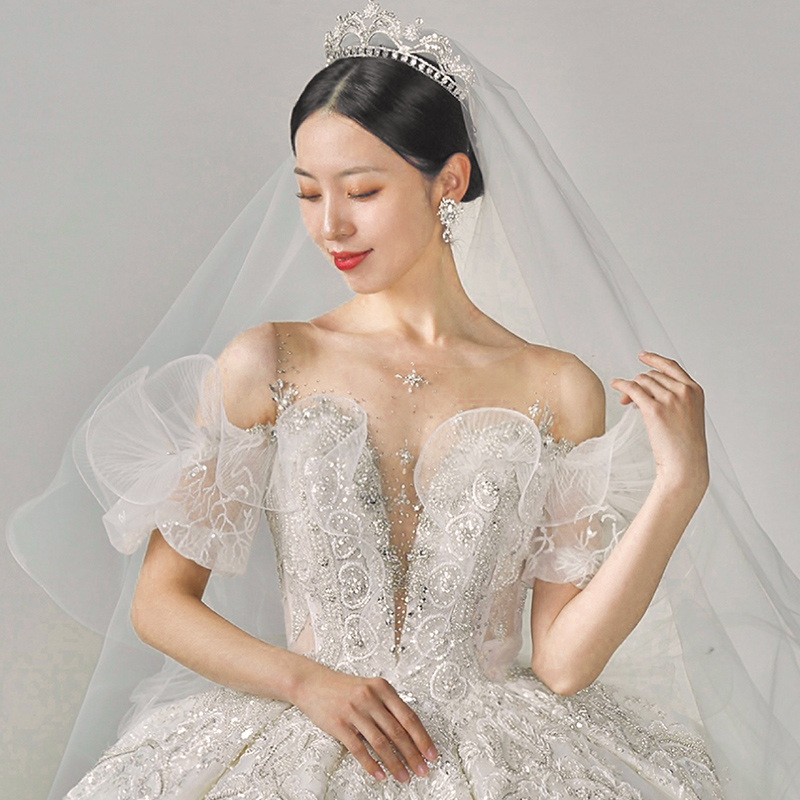 Shop back to Qian Ruier Wedding Main Type 2021 new bride, a shoulder -to -tail, tail summer Korean retro court wind high -end Shop back to Qian Ruier Wedding Main Type 2021 new bride, a shoulder -to -tail, tail summer Korean retro court wind high -end