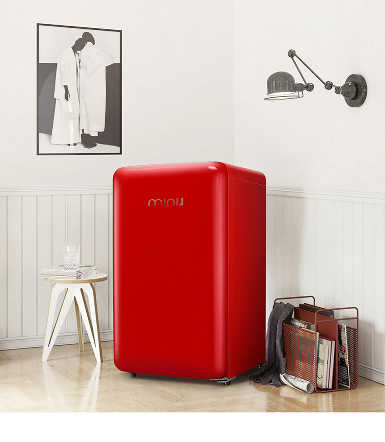 Tủ lạnh Xiaoji mini retro Mỹ nhỏ ký túc xá nhỏ với khu vườn hoài cổ dễ thương màu đen và trắng - Tủ lạnh giá tủ lạnh samsung