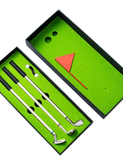 搞怪新高尔夫迷你球场圆珠笔礼盒套装创意球杆圆珠笔中性笔玩具笔