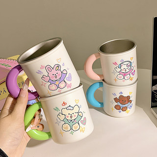 316 Stainless Steel Family Toothbrushing Cup, Cute Couple Student Anti-Fall Antibacterial Wash Cup, Cartoon Couple Mouthwash Cup