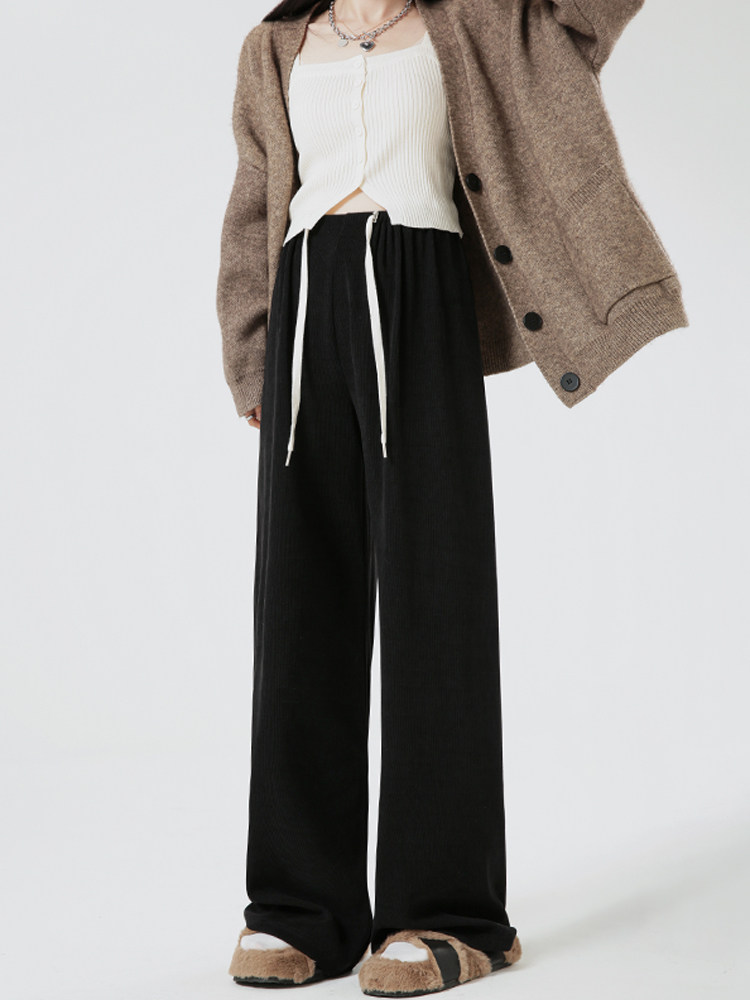 Maternity Pants Winter 2025 New Style Wide-Leg Trousers for Outer Wear, Autumn and Winter Fleece-Lined and Thickened, Do Not Tighten the Belly during Pregnancy, Keep Warm