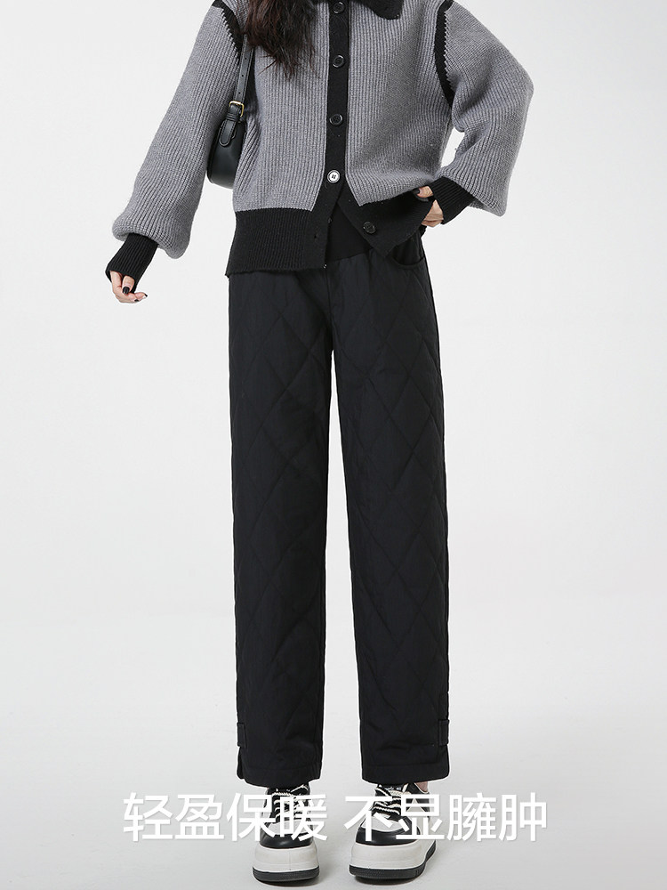 Maternity Pants for Autumn and Winter, Fleece-Lined Imitation down Pants, Winter Thickened Windproof and Warm Cotton Pants, Winter Wear