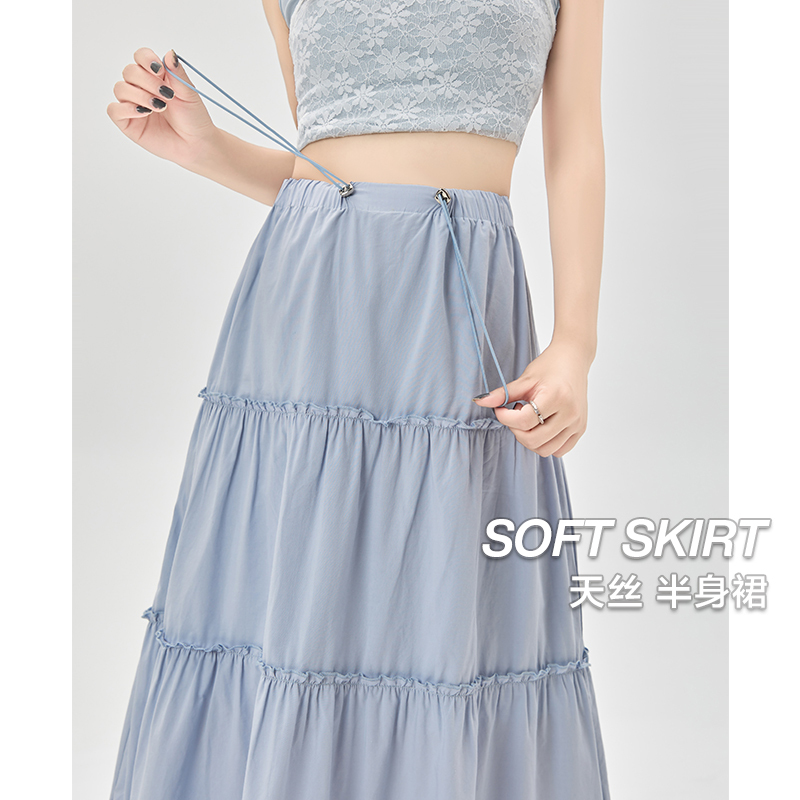 Maternity Tencel A-Line Cake Skirt for Summer, Thin Mid-Length Pleated Skirt for Petite Women during Pregnancy Maternity Tencel A-Line Cake Skirt for Summer, Thin Mid-Length Pleated Skirt for Petite Women during Pregnancy