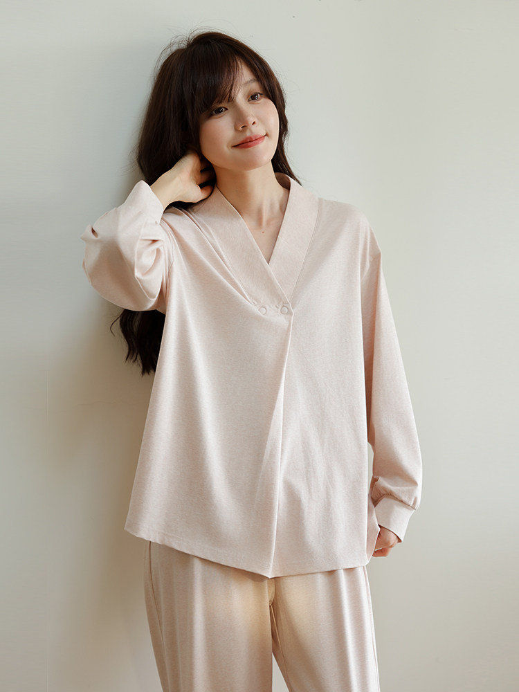 Miduli Postpartum Clothing Pure Cotton Autumn and Winter Maternity Pajamas Nursing Clothes Breastfeeding Clothes Pregnancy Autumn Clothes Loungewear