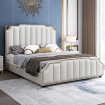 Real Leather Bed Light Extravagant Modern Minimalist Master Bedroom Large Bed Twin Beds 1 8 m Ins Wind Mesh Red Bed Soft Bunk Bed Wedding Bed