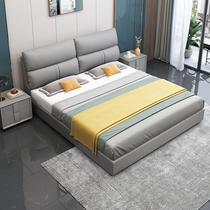 The main bed of the master bed is modern simple and multi - functional European 1 5 m double bed 1 8 m air pressure light luxury bed