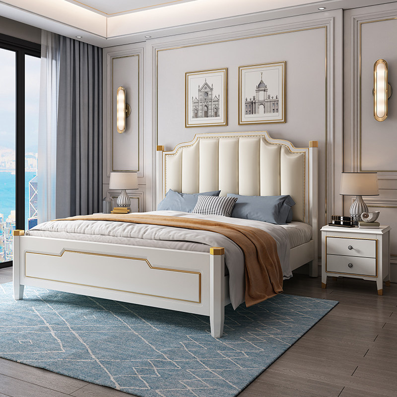 American solid wood bed 1 8 m master bedroom with double bed Euro style soft bag 1 5 m modern minimalist light extravaganza with bed wedding bed