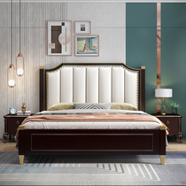 American solid wood bed 1 8m large bed modern minimalist double man bed European style soft bag wedding bed master bedroom with light and luxurious storage leather bed