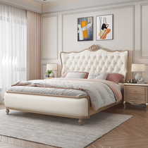 American light luxury wooden bed modern simple 1 8m master bed European soft bed by wedding bed Princess bed