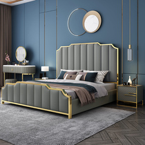 Light extravagant innet red bed Double beds Main bedroom Storage wedding bed 1 8 m large family type bed modern minimalist genuine leather bed