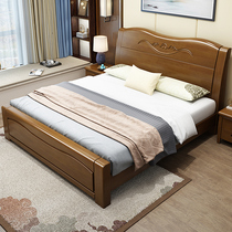Solid wood bed 1 8 m Double beds modern minimalist Chinese storage bed 1 5 m factory direct bed main sleeper high box bed