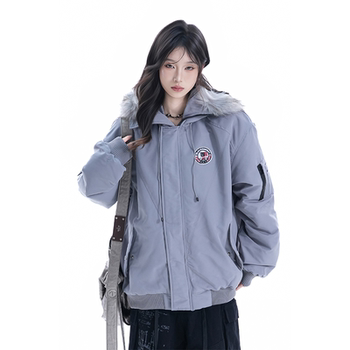 Kk soul american retro fur collar hooded coat parka women's trendy brand winter warm couple cotton jacket Kk soul american retro fur collar hooded coat parka women's trendy brand winter warm couple cotton jacket