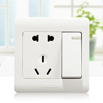 Delixi switch socket panel five-hole socket with one switch single open double control five-hole household power socket