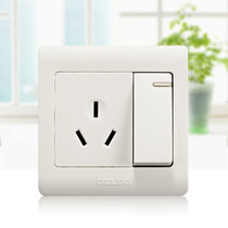Delixi one-open three-hole 16A socket 1-open dual-control 3-hole air-conditioning socket with switch wall power 86 type