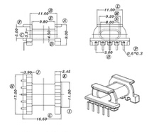 EPC17 transformer skeleton high frequency magnetic core single slot horizontal 5 0 L pin SYT-1703 ten sets one pack