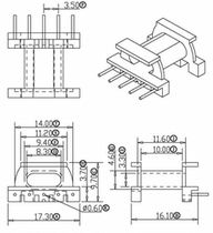 EPC17 transformer skeleton core single slot horizontal 5 0 parallel foot YTZ-1704 ten sets one pack