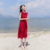 Váy đỏ 2019 mùa hè mới Kiểu dáng thon gọn Váy retro kiểu Pháp Yamamoto mỏng trên đầu gối váy dài - Sản phẩm HOT váy đẹp mùa hè Sản phẩm HOT