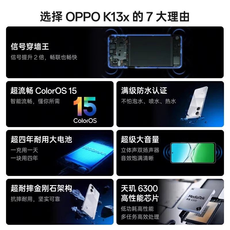 Same-Day Delivery of the New Oppo Phone Oppo K13X 45W Super Flash Charging 5800Mah Battery Life Full Waterproof and Drop-Resistant Ai Camera Lcd Screen Phone Student Backup Elderly Smartphone